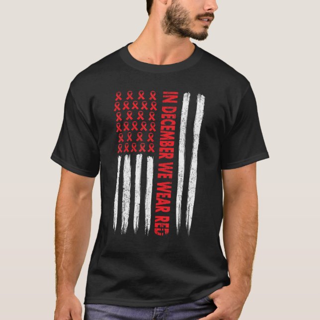 T-shirt en décembre, nous portons le ruban rouge la journé (Devant)