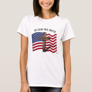 T-shirt En Dieu nous avons confiance avec croix robuste et