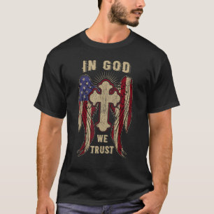 T-shirt En Dieu, nous faisons confiance à American Flag Cr