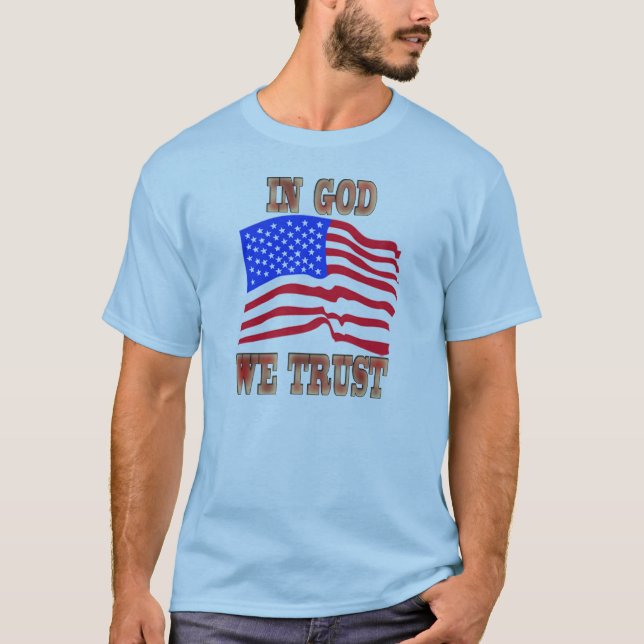 T-shirt En Dieu, nous faisons confiance à la chemise drape (Devant)