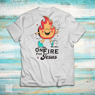 T-shirt En feu pour Jésus Psaume 34:5 Personnage de flamme