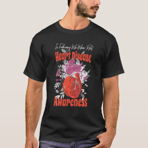 T-shirt En Février Nous Portons Red Fighter Heart Disease 