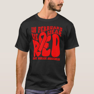 T-shirt En Février, Nous Portons Red Retro Heart Disease A