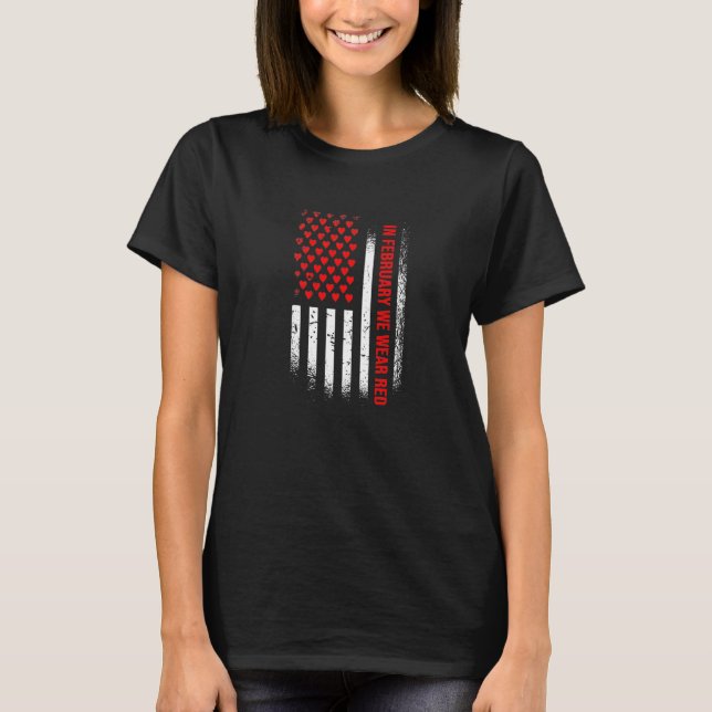 T-shirt En Février, Nous Portons Rouge - Sensibilisation a (Devant)