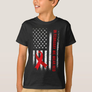 T-shirt En Février, Nous Portons Rouge - Sensibilisation à
