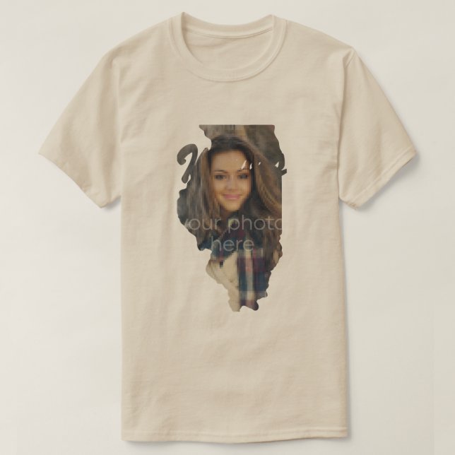 T-shirt en forme de l'état de l'Illinois (Design devant)