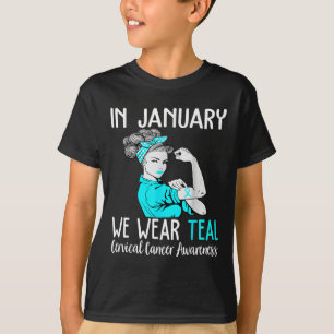 T-shirt En Janvier Nous Portons Turquoise Pour Le Cervical