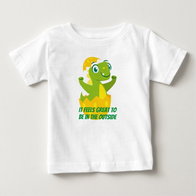 T-Shirt en jersey fin pour bébé Dino Chick (Devant)