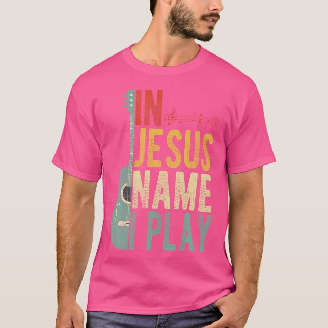 T-shirt En Jésus Nom Je Joue Guitare (Devant)