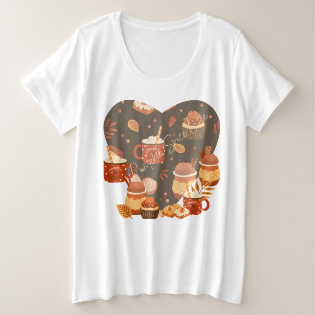 T-shirt en latte Citrouille plus taille pour femme (Design devant)