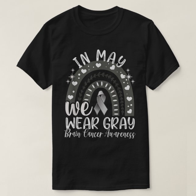 T-shirt En Mai, Nous Portons Gris Cerveau Cancer Mois R (Design devant)