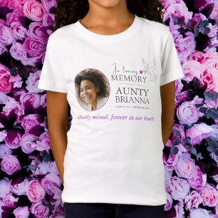 T-Shirt En mémoire d'amour colombe violet rose photo funér