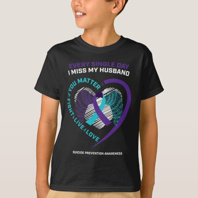 T-shirt En Mémoire De Mon Amoureux Mari Prévention Du Suic (Devant)