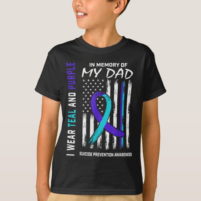 T-shirt En mémoire de papa Prévention du suicide Amer (Devant)