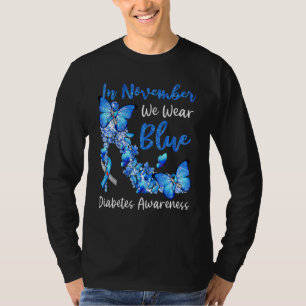 T-shirt En Novembre Nous Portons Bleu Papillons Diabète Aw