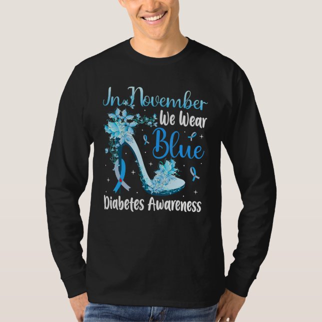 T-shirt En Novembre Nous Portons Blue High Heel Diabetes A (Devant)