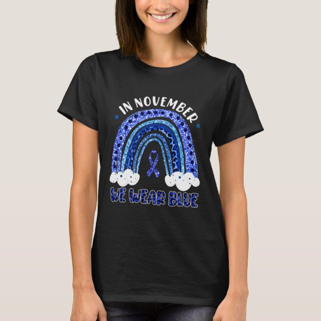 T-shirt En Novembre, Nous Portons Le Diabète Ciel Ciel Ble (Devant)