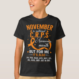 T-shirt En Novembre Nous Portons Orange Ribbon CRPS Sensib