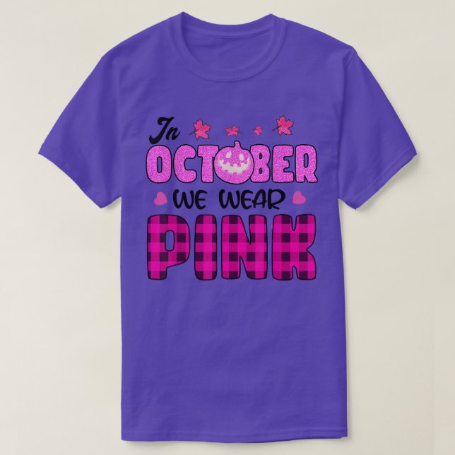 T-shirt En Octobre Nous Portons Citrouille Rose Salle de C (Design devant)