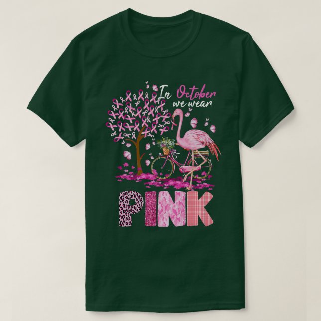 T-shirt En Octobre, Nous Portons Des Breas Flamants roses  (Design devant)