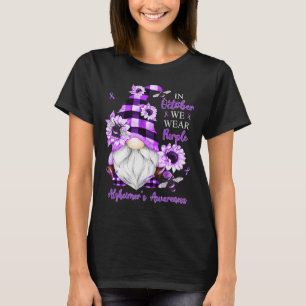 T-shirt En Octobre Nous Portons Des Gnomes Violets Alzheim