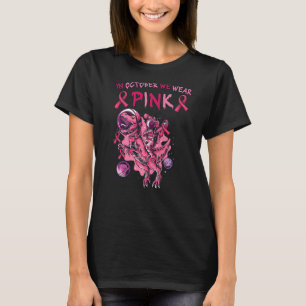 T-shirt En Octobre Nous Portons Le Dinosaur Rose Premium_1