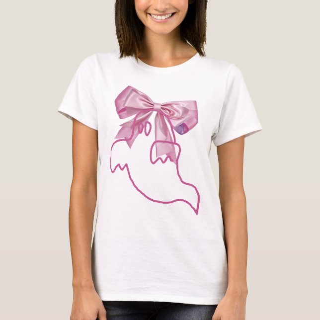 T-shirt En Octobre Nous Portons Le Fantôme Rose (Devant)