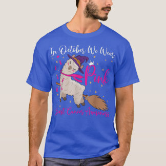 T-shirt En Octobre Nous Portons Le Ruban Rose Llama Cancer