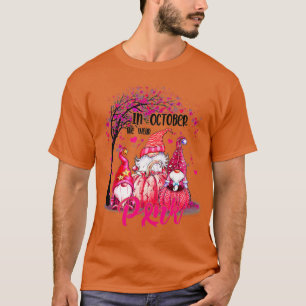 T-shirt En Octobre Nous Portons Les Gnomes Roses Le Cancer