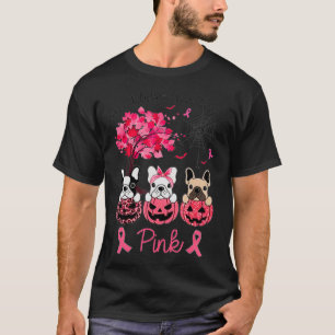 T-shirt En Octobre Nous Portons Pink French Buldog Breast 