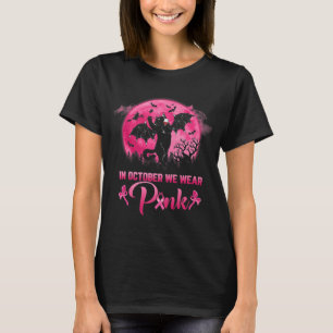 T-shirt En Octobre Nous Portons Pink Fun Chat Halloween Br