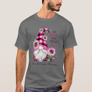 T-shirt En Octobre Nous Portons Pink Gnome Certifié Cancer