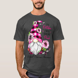 T-shirt En Octobre Nous Portons Pink Gnome Certifié Cancer