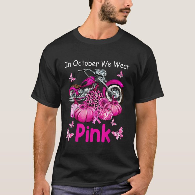 T-shirt En Octobre Nous Portons Pink Motorcycle Cancer du  (Devant)