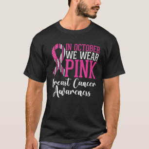 T-shirt En Octobre Nous Portons Pink Riboon Américain Drap