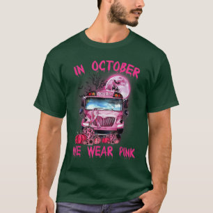 T-shirt En Octobre Nous Portons Pink School Bus Cancer Du 