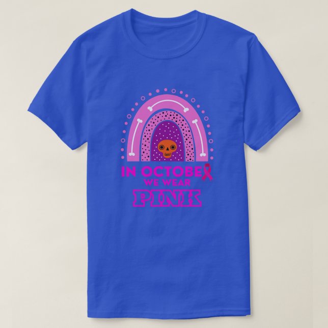 T-shirt En Octobre Nous Portons Pink Sugar Skull Cancer Du (Design devant)