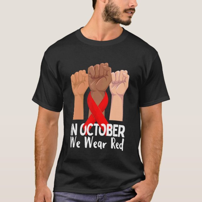 T-shirt En Octobre Nous Portons Red Ribbon Week 2022 Sans  (Devant)