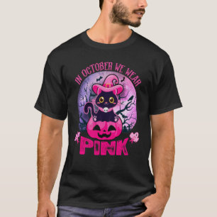 T-shirt En Octobre Nous Portons Rose Cute Chat Noir Citrou