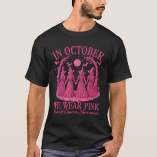 T-shirt en Octobre Nous Portons Rose Halloween Rose Sorciè
