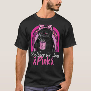 T-shirt En Octobre Nous Portons Rose Mignon Chat Sein Clas