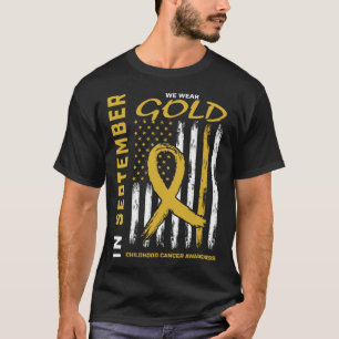 T-shirt En Septembre Nous Portons de l'Or Enfant Cancer Af