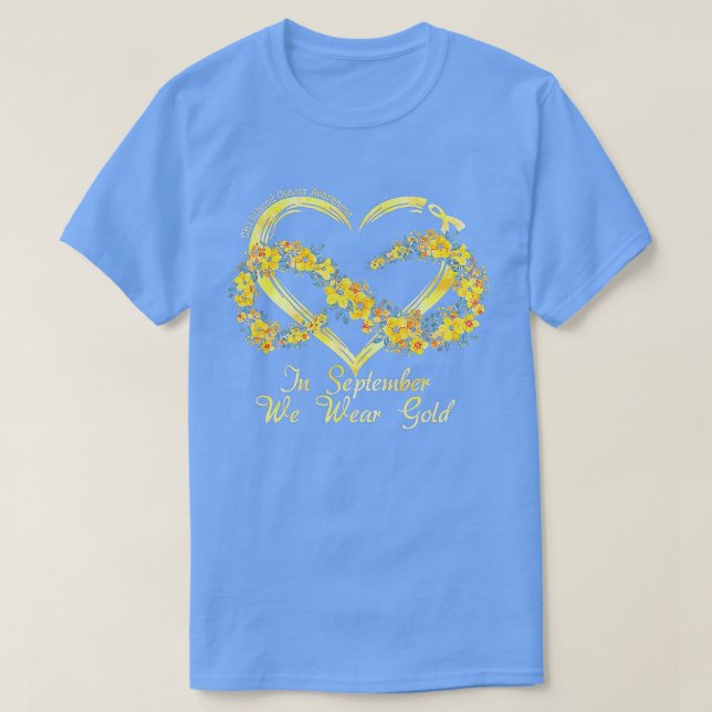 T-shirt En Septembre Nous Portons Des Fleurs D'Or Cancer D (Design devant)