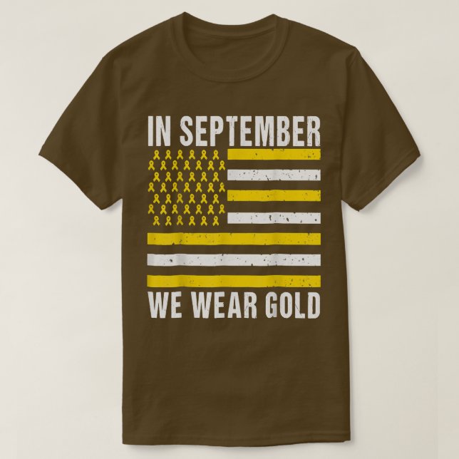 T-shirt En Septembre, Nous Portons Gold Childhood Cancer A (Design devant)