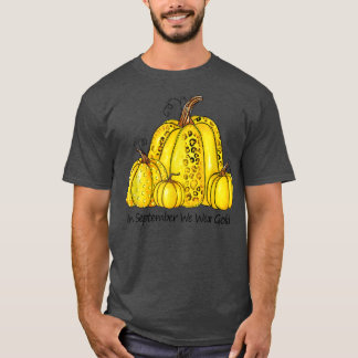 T-shirt En Septembre Nous Portons Or Cancer Enfance Ruban