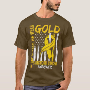 T-shirt En Septembre Nous Portons Or Drapeau Ruban Enfance