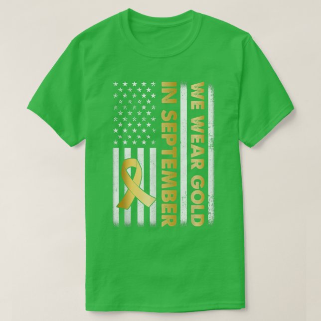 T-shirt En Septembre Nous Portons Or - Enfance Cancer Awar (Design devant)