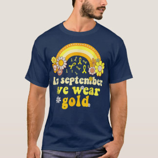 T-shirt En Septembre Nous Portons Or Retro Cancer Enfance 