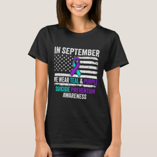 T-shirt En Septembre Porter Turquoise Purple Suicide Préve