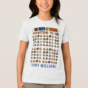 T-shirt En Tri-matière 100 jours d'école" Comptage à 100 Design - Rétro